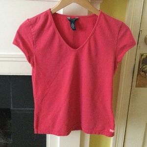 Vintage American Eagle Y2K V-Neck Top Coral - Sz Medium
